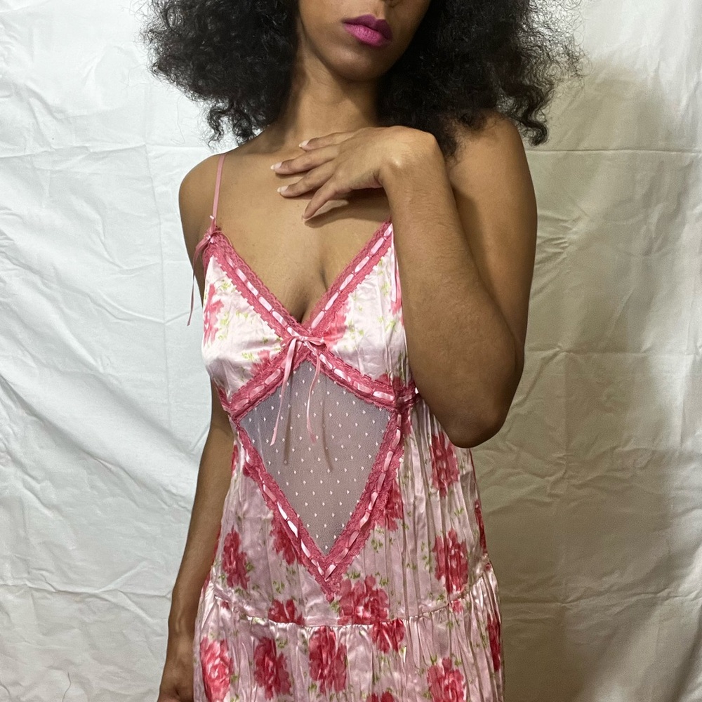 Floral Pink Lace Chemise